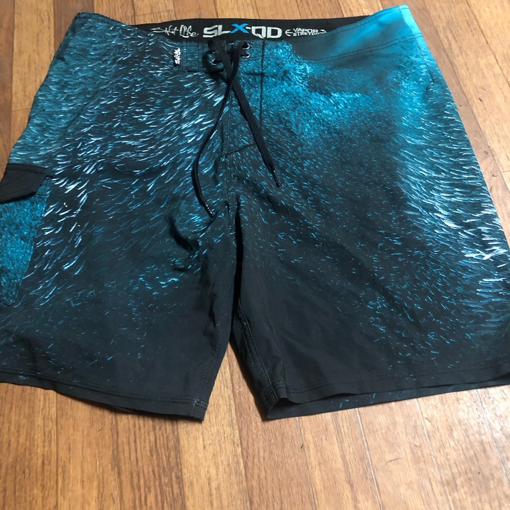 Salt life Men’s Teal and Black Swim Trunks
